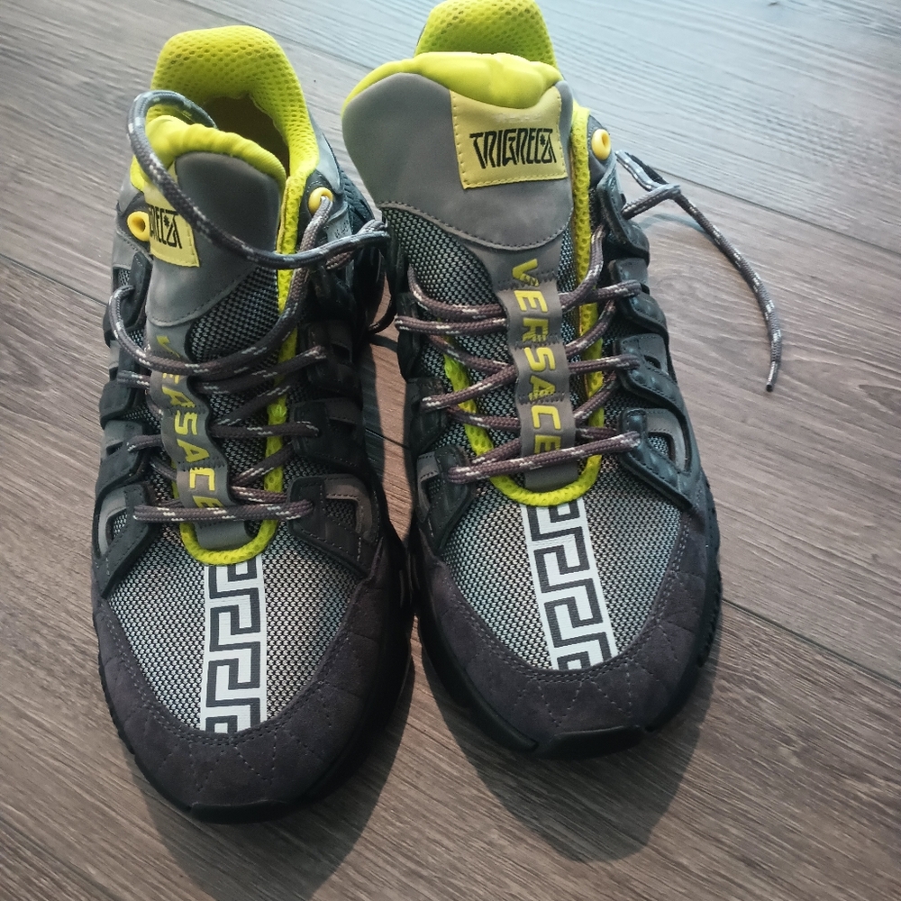 Versace Men's Gray and Yellow Athletic Shoes